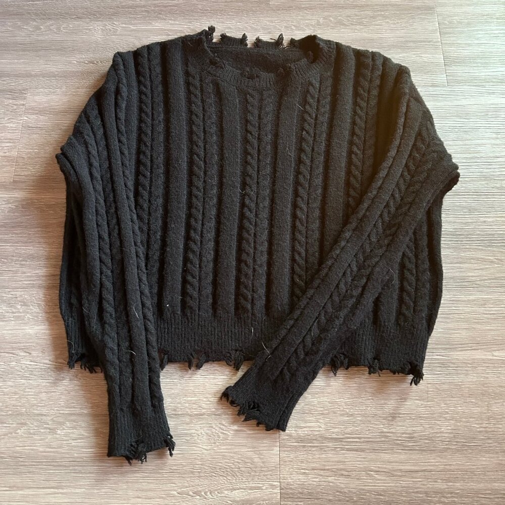 Distressed Black Sweater